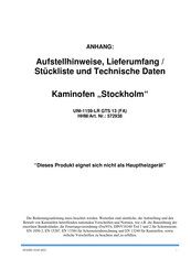 HELLWEG 572938 Aufstellhinweise, Lieferumfang / Stückliste Und Technische Daten