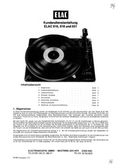 Elac 816 Kundendienstanleitung