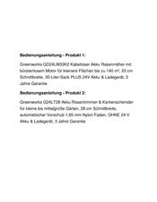 GreenWorks GD24LM33K2 Bedienungshandbuch