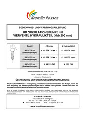 Kremlin-Rexson 40/1-750 cc Bedienungs- Und Wartungsanleitung
