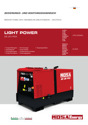Mosa LIGHT POWER GE 20 PSX Bedienungs- Und Wartungshandbuch