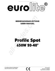 EuroLite Profil Spot 650W 20-40 Bedienungsanleitung