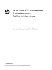Hp Jet Fusion 5000 Produktdokumentation