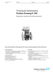 Endress+Hauser Proline Promag E 100 Technische Information