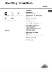 Hotpoint Ariston BSZ 1621 Gebrauchsanleitungen