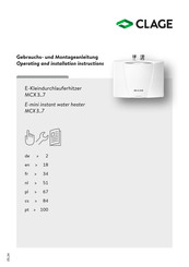 clage MCX 7 Gebrauchs- Und Montageanleitung