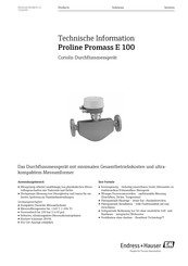 Endress+Hauser Proline Promag E 100 Technische Information