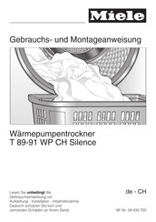 Miele T 89-91 WP CH Silence Gebrauchs- Und Montageanweisung