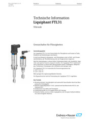 Endress+Hauser Liquiphant FTL31 Technische Information
