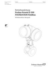 Endress+Hauser Proline Prowirl D 200 PROFIBUS PA Betriebsanleitung