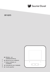 Saunier Duval SR 92f/3 Betriebs Und Installationsanleitung