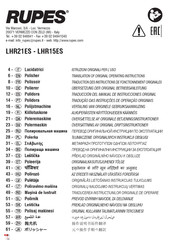 Rupes LHR15ES Bersetzung Der Originalbetriebsanleitung