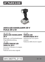 Parkside PLHLA 20 Li B1 Bedienungs- Und Sicherheitshinweise
