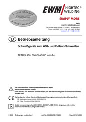 EWM HIGHTEC WELDING TETRIX 500 CLASSIC activArc Betriebsanleitung