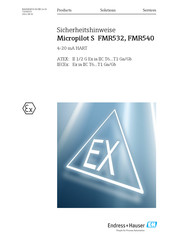 Endress+Hauser Micropilot S FMR532 Sicherheitshinweise