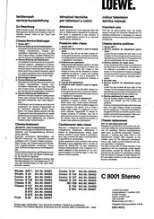 Loewe C 8001 Stereo Service-Kurzanleitung