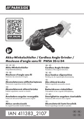 Parkside PWSA 20-Li D4 Originalbetriebsanleitung