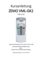 Zemo VML-GK2 Kurzanleitung