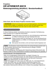 Hitachi CP-X705W Bedienungsanleitung Und Benutzerhandbuch