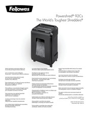 Fellowes Powershred 92Cs Anleitung