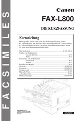 Canon FAX-L800 Kurzanleitung