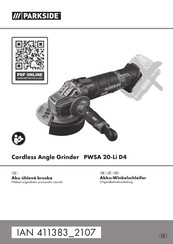 Parkside PWSA 20-Li D4 Originalbetriebsanleitung