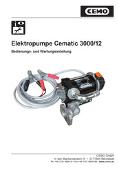 CEMO Cematic 3000/12 Bedienungs- Und Wartungsanleitung