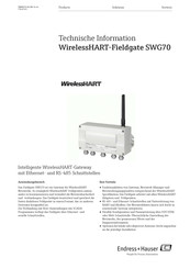 Endress+Hauser WirelessHART-Fieldgate SWG70 Technische Information