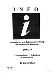 Electrolux EON 310 Installations- Und Gebrauchsanweisung