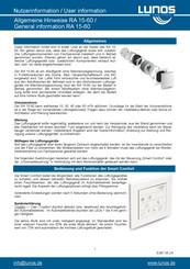 Lunos RA 15-60 Nutzerinformation