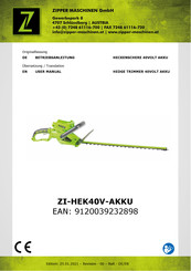 Zipper Maschinen ZI-HEK40V-AKKU Betriebsanleitung