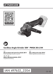 Parkside PWSA 20-Li D4 Originalbetriebsanleitung