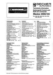 Becker Mexico 2000/CC Technische Information