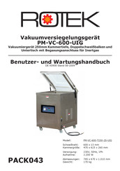 Rotek PM-VC-600-T250-2S-UIG Benutzer- Und Wartungshandbuch