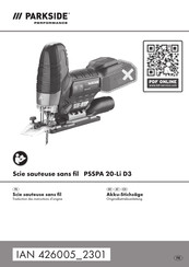 Parkside Performance 426005 2301 Originalbetriebsanleitung