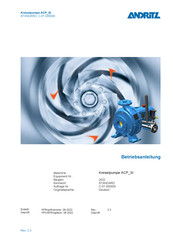 Andritz ACP 125-315 Betriebsanleitung