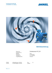 Andritz ACP 125-315 Bedienungsanleitung