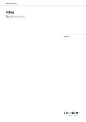 tecalor WPM Bedienungsanleitung