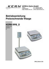 KERN&SOHN RPB 30K5DHM Betriebsanleitung