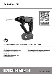 Parkside PABH 20-Li D4 Originalbetriebsanleitung