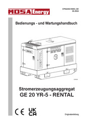 Mosa GE 20 YR-5-RENTAL Bedienungs- Und Wartungshandbuch