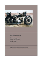 simson AWO - 425 1952 Bedienungsanleitung