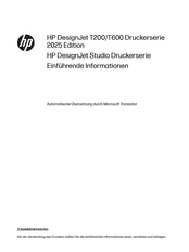 HP DesignJet T600 Einführende Informationen