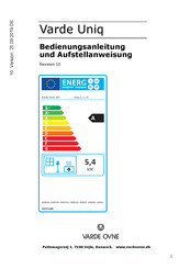 VARDE OVNE Uniq 1 Bedienungsanleitung Und Aufstellanweisung