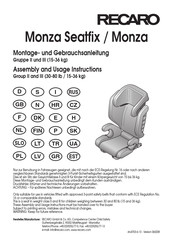 RECARO Monza Seatfix Montage- Und Gebrauchsanleitung