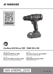 Parkside PABS 20-Li G8 Originalbetriebsanleitung