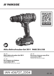 Parkside PABS 20-Li G8 Originalbetriebsanleitung