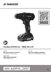 Parkside PBSA 20-Li A1 Originalbetriebsanleitung