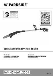 Parkside PAHE 20-Li D4 Originalbetriebsanleitung