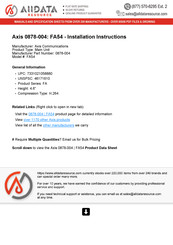 Axis Communications FA54 Installationshandbuch